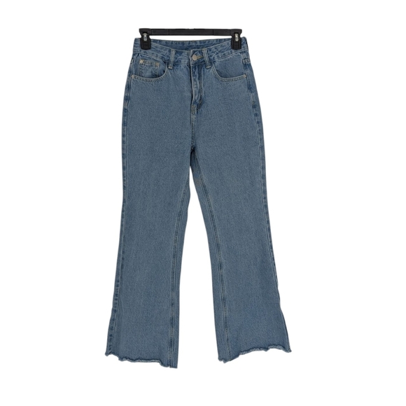 Dazy High Rise Boot Leg Cropped Denim Jeans Blue Size Small 90s y2k hipster - Picture 1 of 9